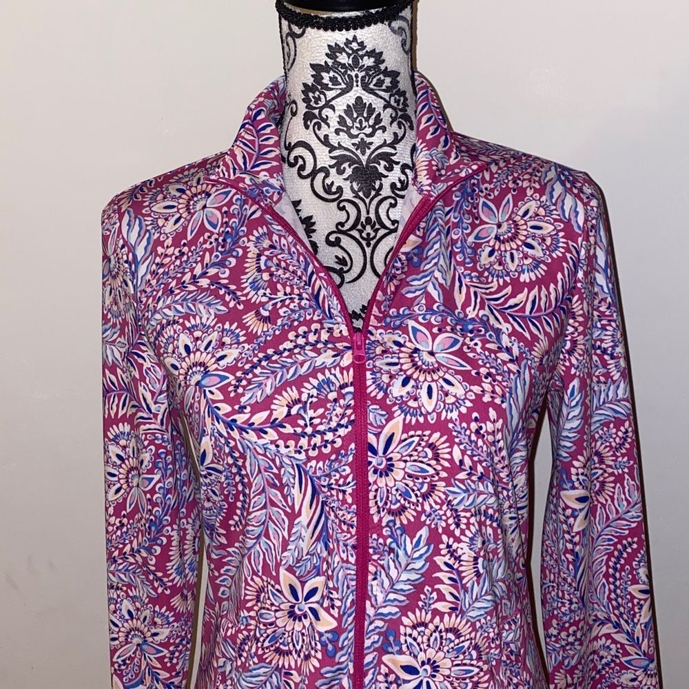 Tommy Bahama Active Golf & Tennis Floral Long Sleeve Full Zip Jacket Size Medium - Picture 8 of 13